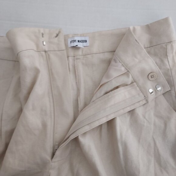Steve Madden Linen Blend High Waist Pleated Wide Leg Tan Trousers Size XL NWOT - Picture 10 of 12